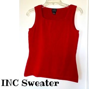 INC Red Sleeveless Sweater